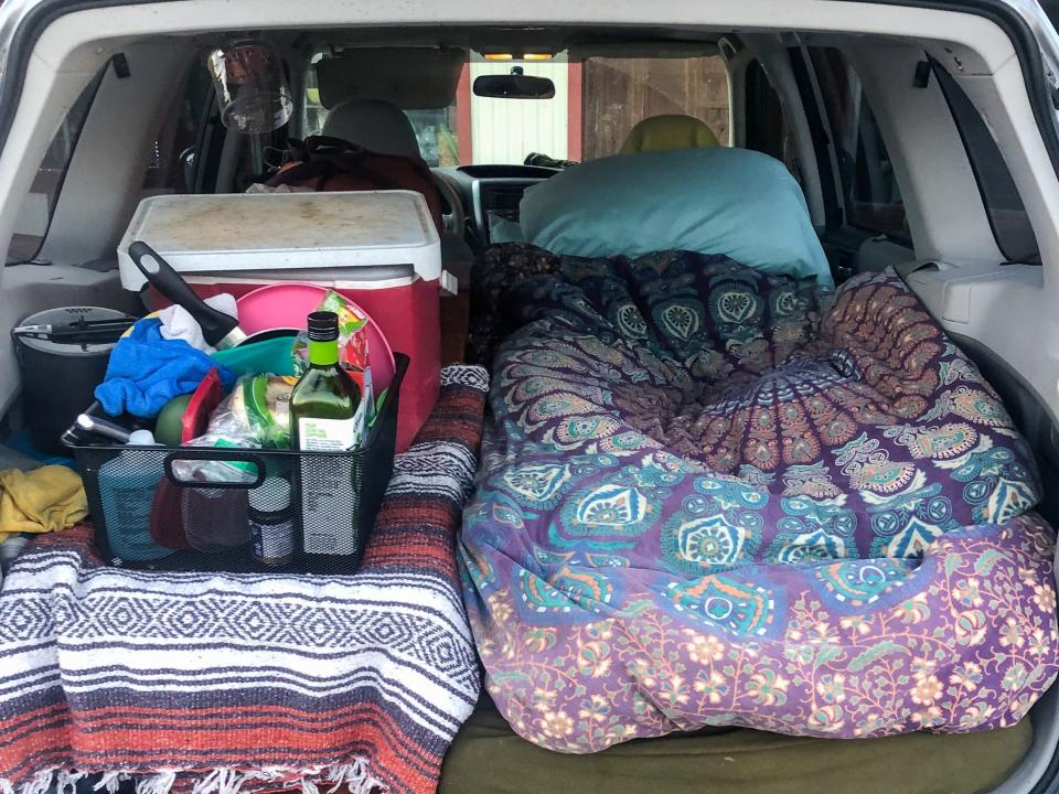 truck of a subaru forester packed with supplies for van life nicole jordan