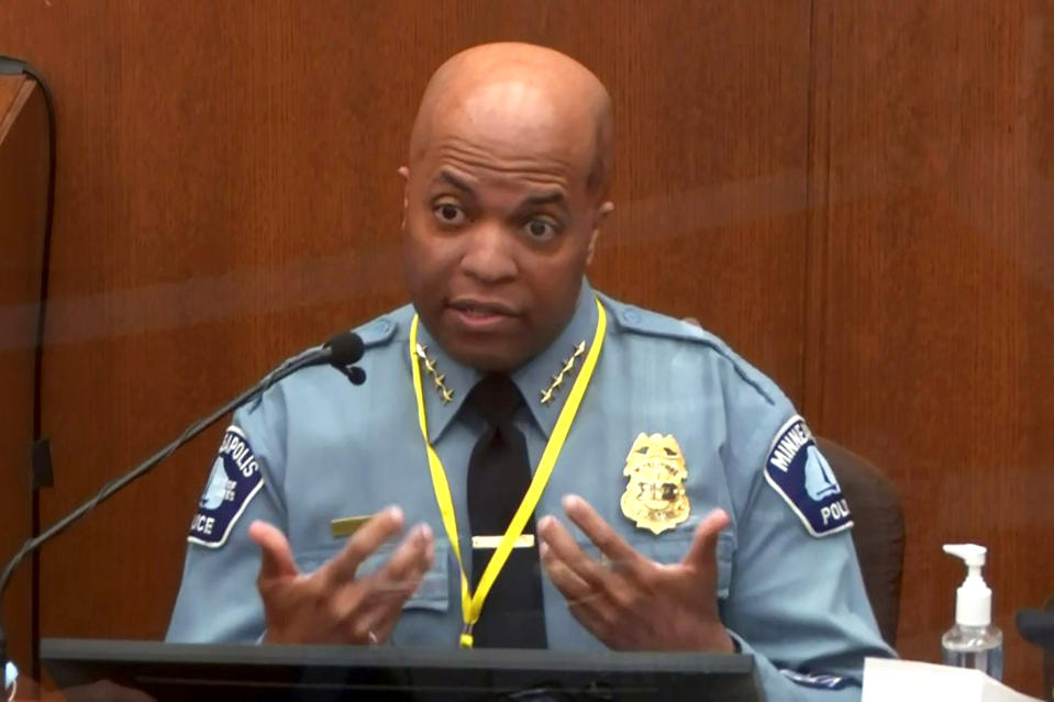 Image: Minneapolis Police Chief Medaria Arradondo testifies (Pool via Reuters)