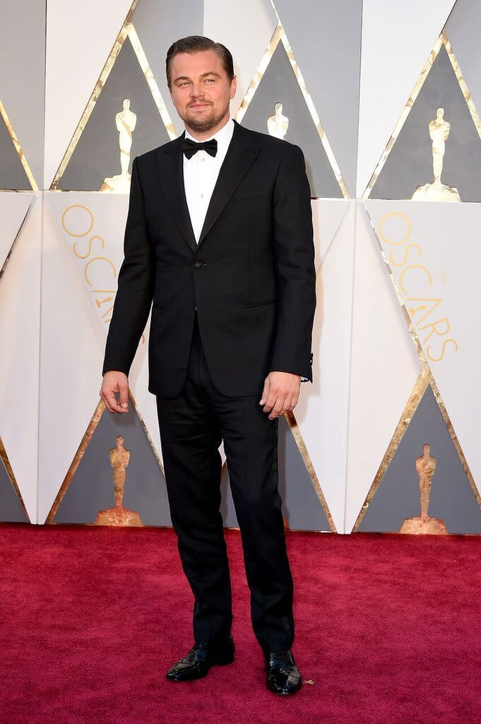 <p>Leo, who was first nominated for an Oscar 22 years ago, wore his usual red carpet attire: a simple black tux.</p>