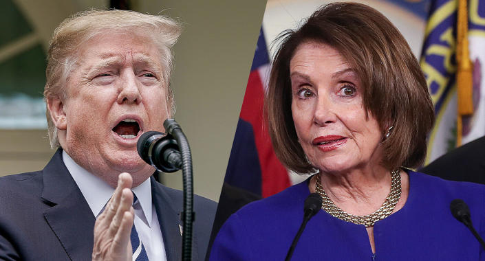 President Trump and House Speaker Nancy Pelosi. (Photos: Chip Somodevilla/Getty Images, Jonathan Ernst/Reuters)