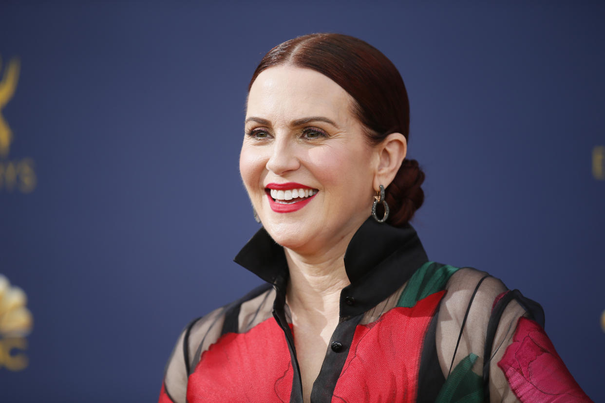 Megan Mullally, pictured at the Emmys on Sept. 17, says a man exposed himself to her during an Instagram Live. She rallied her fans and the account was soon suspended. (Photo: Danny Moloshok/Invision for the Television Academy/AP Images)