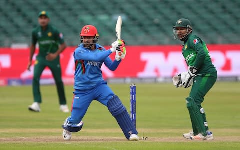 Rashid Khan played a big part in Afghanistan’s three-wicket victory over Pakistan - Credit: PA