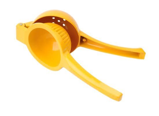 Forget about a citrus juicer or reamer. A <a href="http://www.amazon.com/Imusa-VICTORIA-70007-Lemon-Squeezer-Yellow/dp/B00164TKA0/" target="_hplink">citrus squeezer</a> is what you need to save time. Though squeezing with your bare hands is a fine method, using a squeezer gets out a lot more juice. Bartenders popularized this tool when they needed to make drinks fast. Use it to get your dishes done quicker, whether it's a marinade or lemonade.