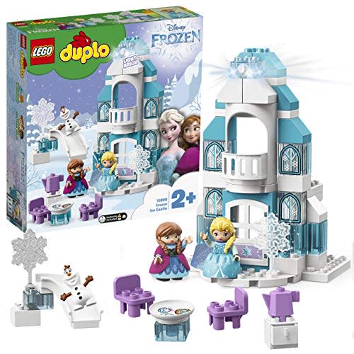 LEGO Duplo Princess il Castello di Ghiaccio di Frozen, Unisciti ad Elsa Anna ed Olaf, un Mattoncino Luminoso Consente di Illuminare con Tanti Colori, Set di Costruzioni per Bambini dai 2 Anni, 10899