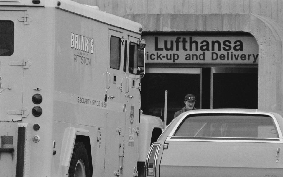 The Brink's truck parked outside the Lufthansa terminal at JFK airport in 1978 - Bettmann