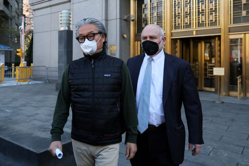 FILE PHOTO: Sung Kook (Bill) Hwang exits the Manhattan federal courthouse in New York City