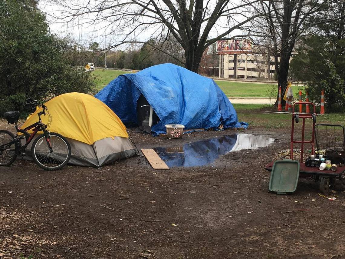 A homeless encampment at the Durham Freeway and West Chapel Hill Street in 2018 led to the city and county planning a joint policy on how to deal with camps that might pose a public health or safety issue.