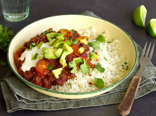 Chilli non carne with cauliflower rice