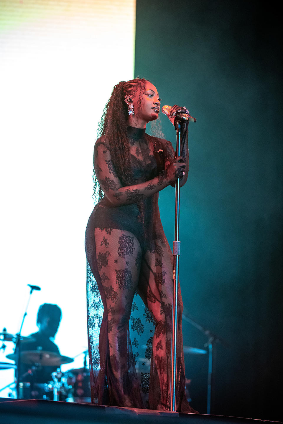 ATLANTA, GEORGIA - OCTOBER 29: Tems performs onstage during Day 2 of One MusicFest at Piedmont Park on October 29, 2023 in Atlanta, Georgia. (Photo by Aaron J. Thornton/FilmMagic)