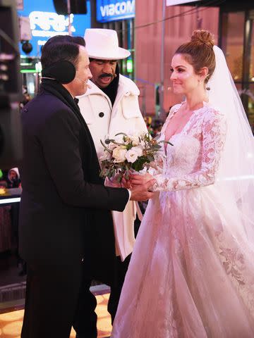 <p>Getty Images</p> Maria Menounos and Keven Undergaro marry in a ceremony officiated by Steve Harvey