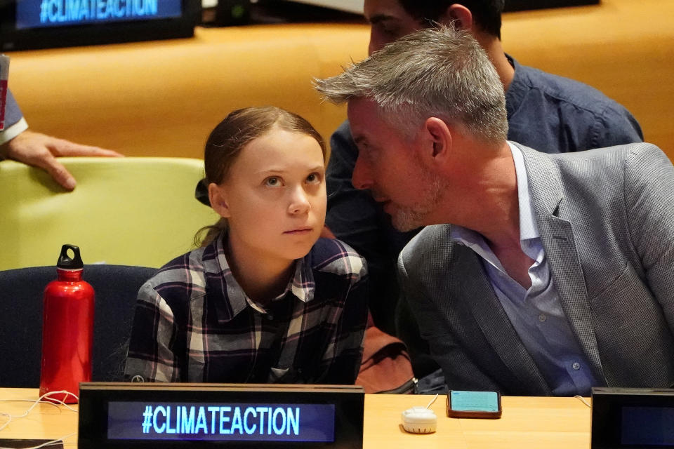 Swedish environmental activist Greta Thunberg appears at the Youth Climate Summit at United Nations HQ in the Manhattan borough of New York, New York, U.S., September 21, 2019. REUTERS/Carlo Allegri