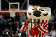 The Wisconsin Badgers mascot 'Bucky Badger' performs during the second half of the game against the Montana Grizzlies during the second round of the 2012 NCAA Men's Basketball Tournament at The Pit on March 15, 2012 in Albuquerque, New Mexico. (Photo by Ronald Martinez/Getty Images)