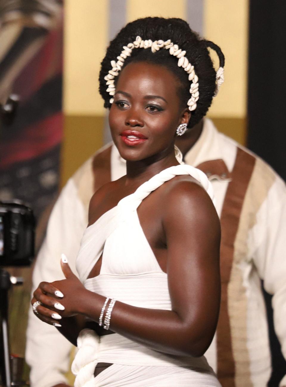 Lupita Nyong'o at the red carpet Hollywood Premiere of "Black Panther"