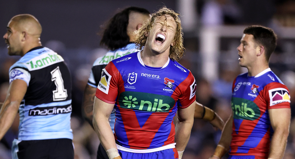 The first half sin bin for Newcastle's Pheonix Crossland divided fans during the game against Cronulla. Pic: Getty