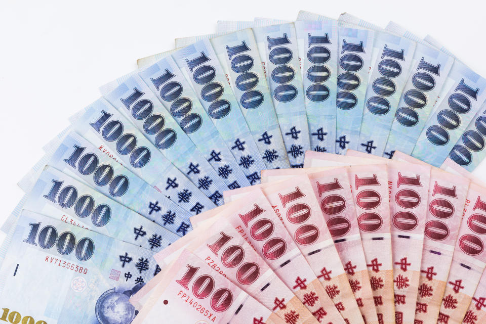 Close-up of Taiwanese currency
