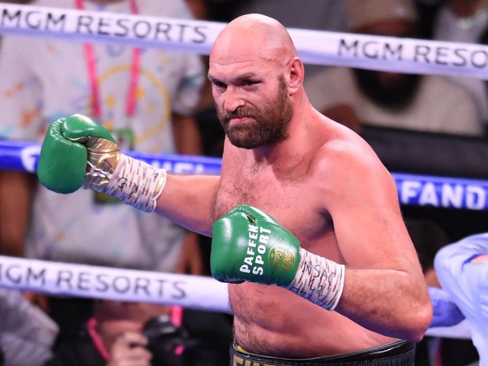 Tyson Fury celebrates knocking out Deontay Wilder in October (Getty)