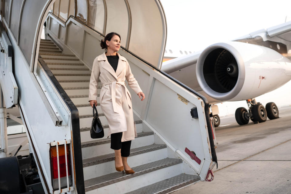 Musste ihren Flug abbrechen: Annalena Baerbock. (Bild: Sina Schuldt/picture alliance via Getty Images)