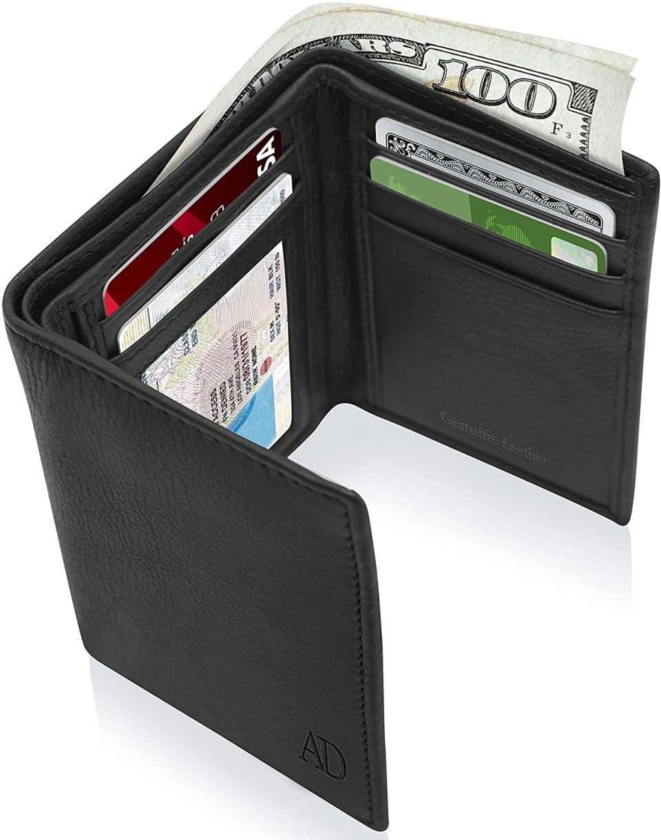 Trifold RFID Leather Wallet. Image via Amazon.