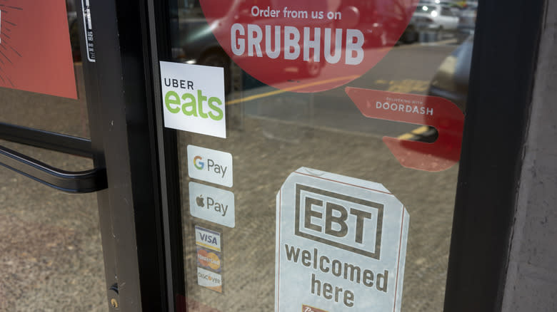 Door of a restaurant accepting GrubHub