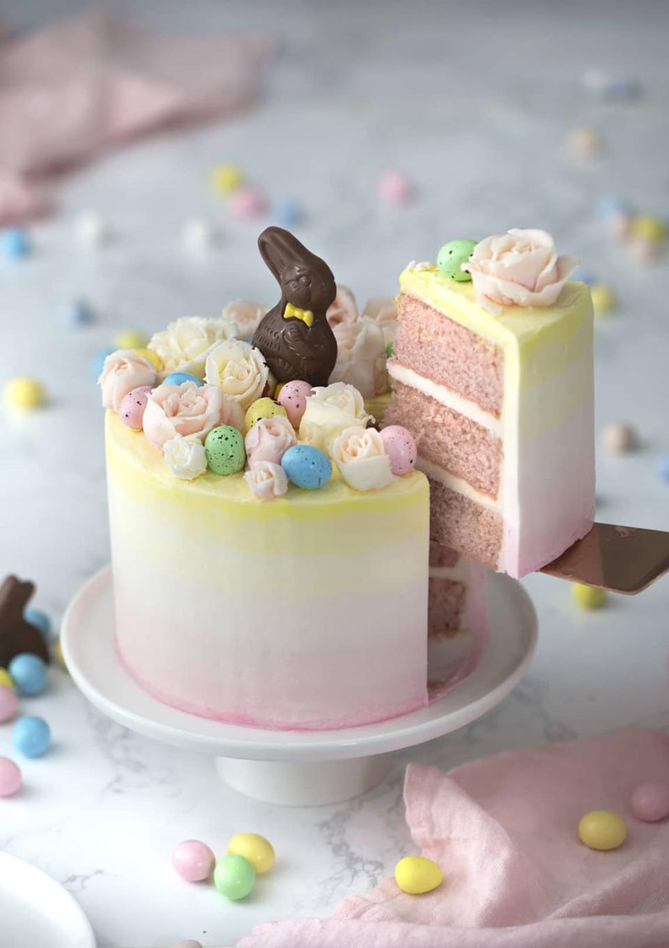 Pastel Ombre Bunny Cake