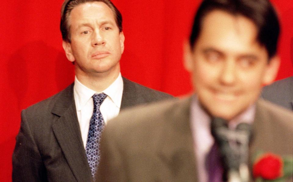 Labour candidate Stephen Twigg makes his victory speech in the Enfield Southgate constituency where he ousted former Conservative Minister of Defence Michael Portillo