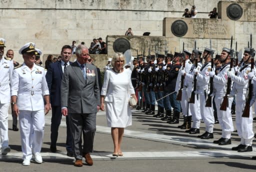 Prince Charles and his wife Camilla visited the Tomb of the Unknown Soldier in Athens during a three-day official visit