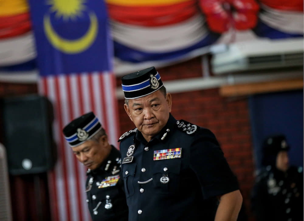 Inspector-General of Police Tan Sri Abdul Hamid Bador attends the Pingat Jasa Pahlawan Negara presentation ceremony at the Northern Brigade General Operations Force headquarters in Ulu Kinta January 21, 2020. — Picture by Farhan Najib