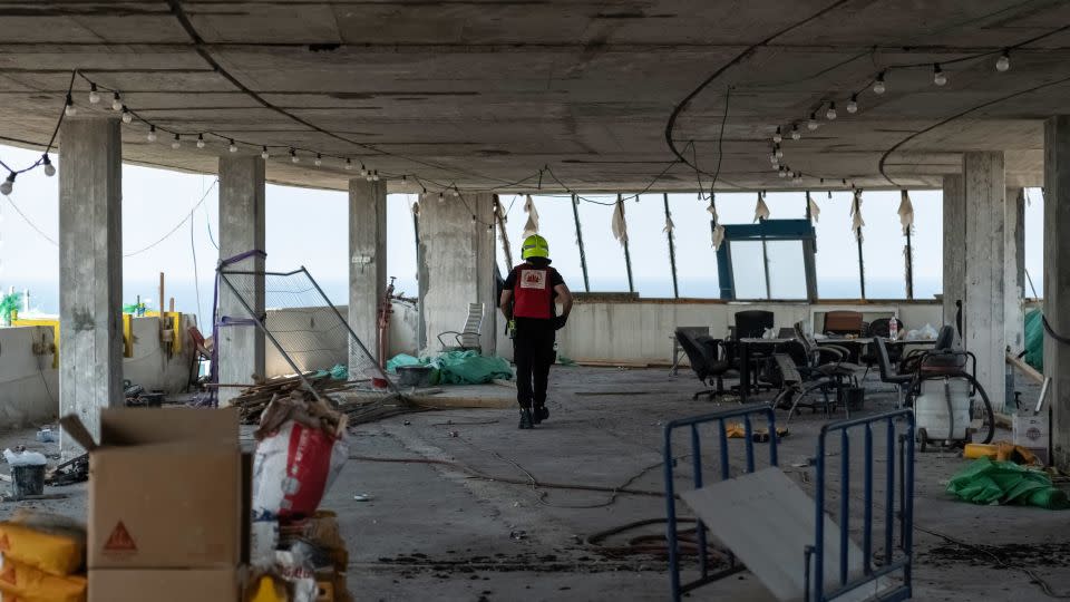 An Israeli firefighter seen inside one of the buildings damaged by the Houthi drone attack on Tel Aviv. - Matteo Placucci/SOPA Images/LightRocket/Getty Images