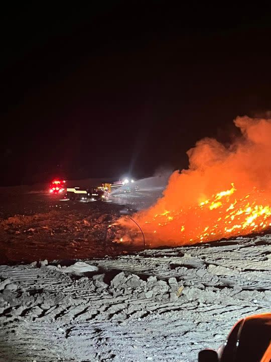 Pleasant Oaks Landfill on fire. Photo courtesy of the Mount Pleasant Fire Department.