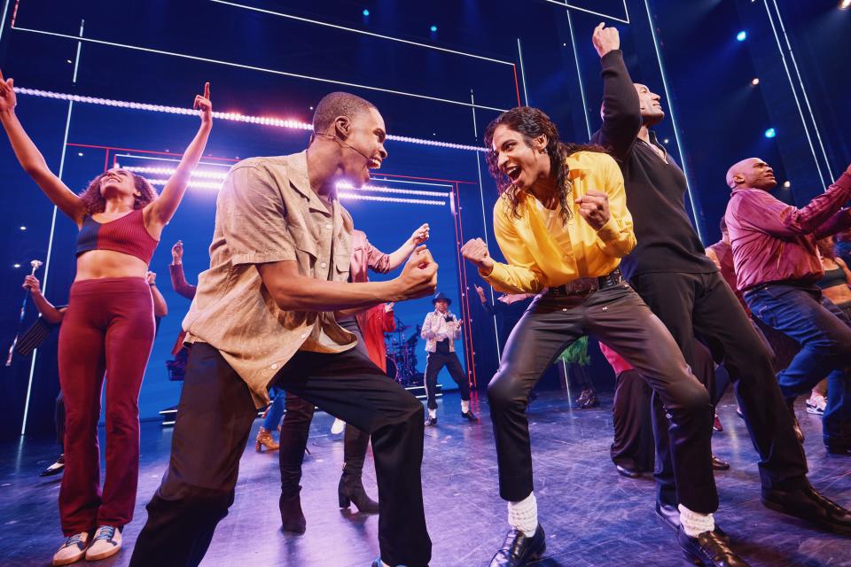 The cast of "MJ," the Michael Jackson musical, on Broadway.