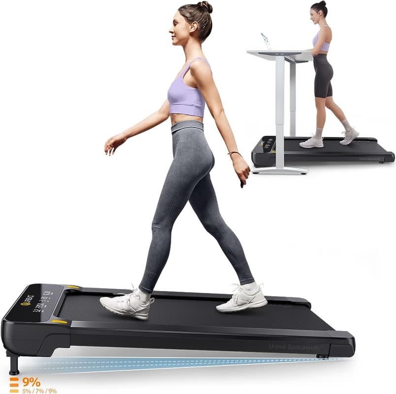 <p>Courtesy Image</p><p>As Valverde's treadmill of choice, the UREVO incline under-desk treadmill can go up to nine percent incline so you can feel the burn in your glutes while sending emails.</p><p>[$450; <a href="https://clicks.trx-hub.com/xid/arena_0b263_mensjournal?q=https%3A%2F%2Fwww.amazon.com%2Fdp%2FB0BZYWBK4P%3Fth%3D1%26linkCode%3Dll1%26tag%3Dmj-yahoo-0001-20%26linkId%3Dd21129ade810677d41009c46e3814961%26language%3Den_US%26ref_%3Das_li_ss_tl&event_type=click&p=https%3A%2F%2Fwww.mensjournal.com%2Fhealth-fitness%2Funder-desk-treadmill-workout%3Fpartner%3Dyahoo&author=Greg%20Presto&item_id=ci02cb9a0480002758&page_type=Article%20Page&partner=yahoo&section=Treadmill&site_id=cs02b334a3f0002583" rel="nofollow noopener" target="_blank" data-ylk="slk:amazon.com;elm:context_link;itc:0;sec:content-canvas" class="link ">amazon.com</a>]</p>