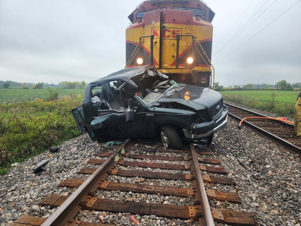 An Ohio man was fatally injured on Saturday, Sept. 9, after his pickup truck was struck by a train at a crossing in eastern Randolph County.