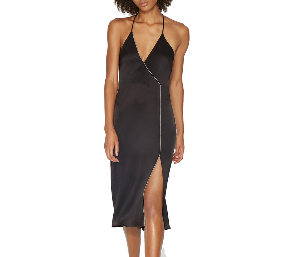 Halston Heritage Satin Slip Dress with Chain Piping