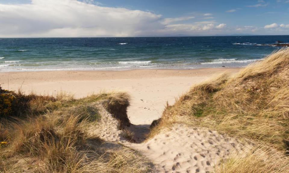 Empty sandy beach at Hopeman