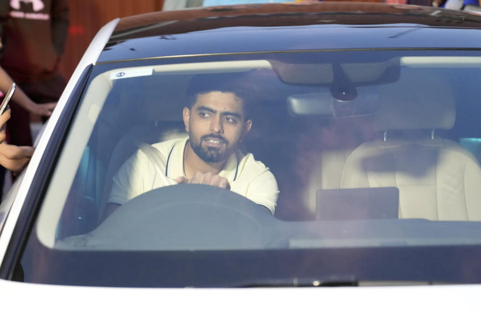 Babar Azam Captain of Pakistan Cricket team, leaves the Gaddafi Stadium after a meeting with chairman of Pakistan Cricket Board (PCB) management Zaka Ashraf, in Lahore, Pakistan, Wednesday, Nov. 15, 2023. Babar Azam has resigned as Pakistan all-format captain after the team failed to progress beyond league stage in the Cricket World Cup. (AP Photo/K.M. Chaudary)