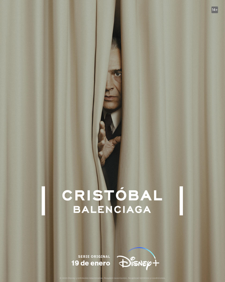 The poster for the Disney+ series "Cristóbal Balenciaga."