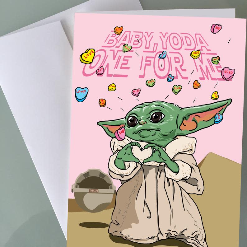 Baby Yoda Valentine's Day Card. Image via Etsy.