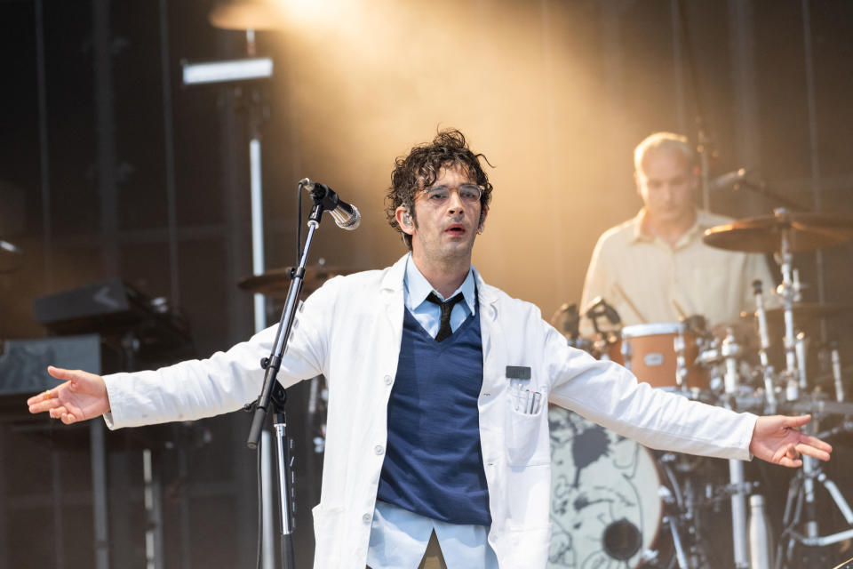 GLASGOW, SCOTLAND - JULY 09: Matty Healy of The 1975 headlines the third day of the TRNSMT Festival 2023 at Glasgow Green on July 09, 2023 in Glasgow, Scotland. (Photo by Roberto Ricciuti/Redferns)