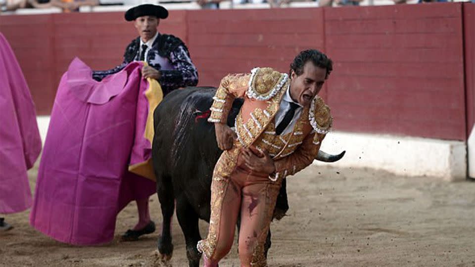 The award-winning matador was impaled by the bull in front of a packed crowd at a festival in France. Source: Getty Images