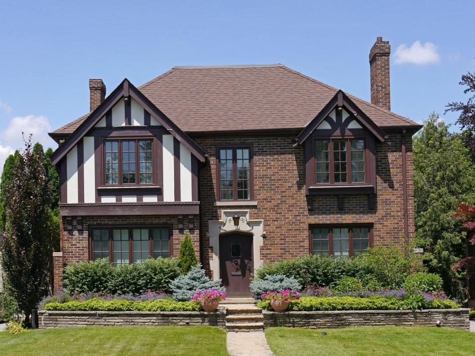 Tudor style brick house