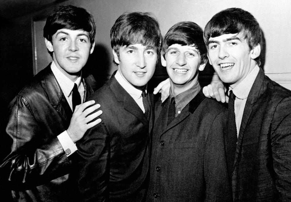 The Beatles pop group, left to right, Paul McCartney, John Lennon, Ringo Starr and George Harrison.