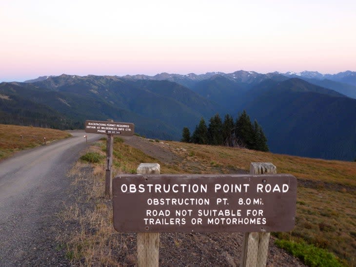 Obstruction Point Road Sign in Olympic National Park