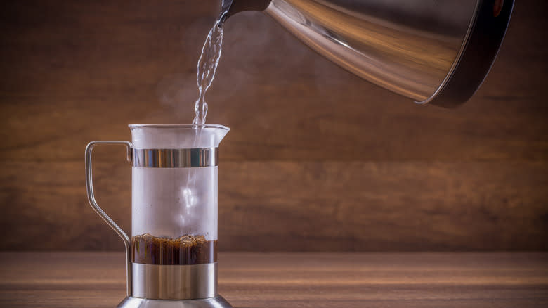 water pouring into french press