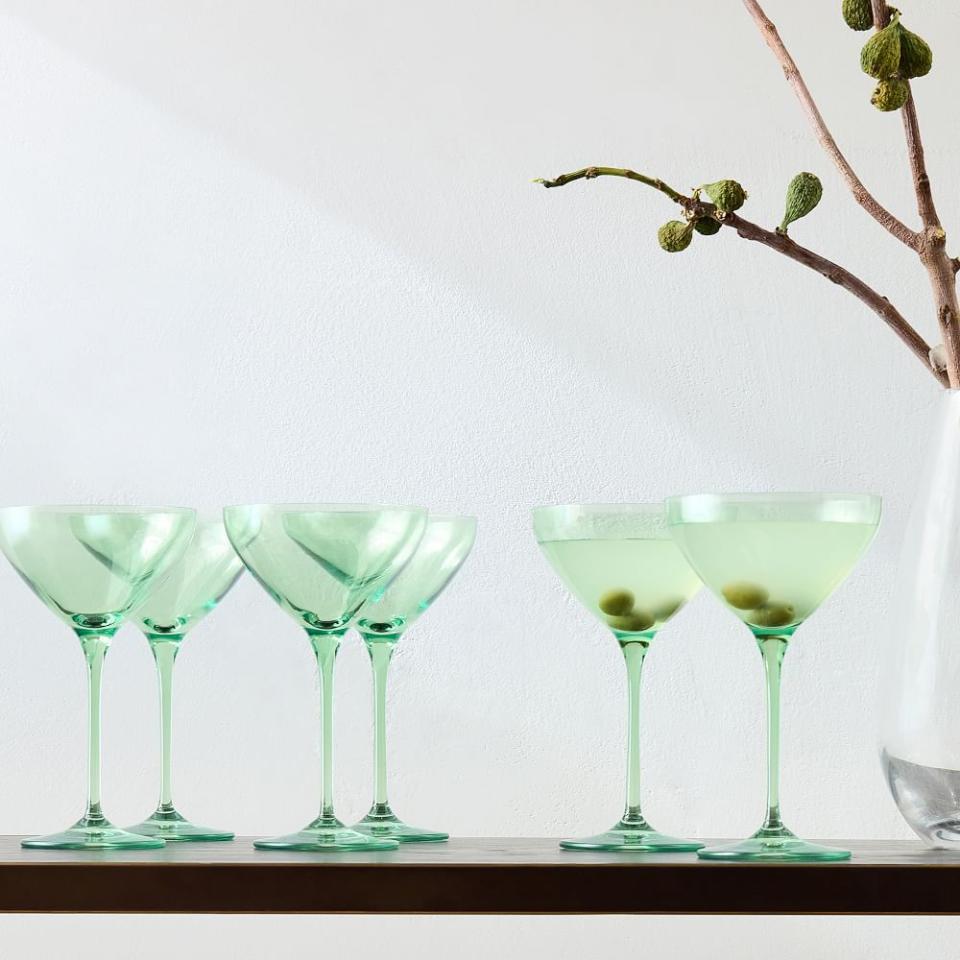 1) Estelle Colored Glass Martini Glass (Set of 6)