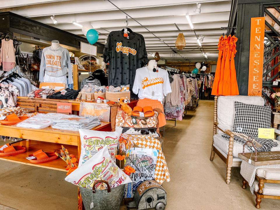 “We are starting to get all of our UT stuff put out,” said owner Kim Longmire-Carter at Birdie’s Boutique in Fountain City, July 18, 2022.
