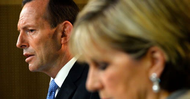 Julie Bishop has denied claims she betrayed Tony Abbott. Source: Getty