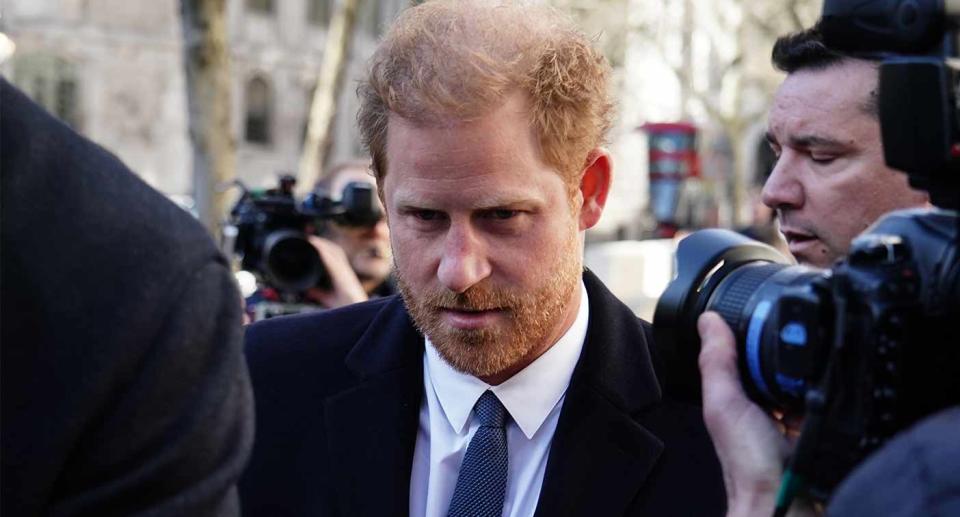 The Duke of Sussex arrives at the Royal Courts of Justice on Monday morning. (PA)