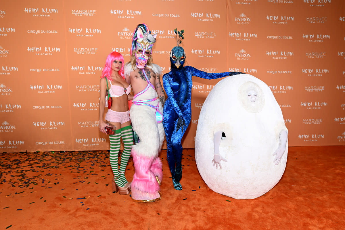 NEW YORK, NEW YORK - OCTOBER 31: (L-R) Leni Klum, Bill Kaulitz, Heidi Klum and Tom Kaulitz attend Heidi Klum's 22nd Annual Halloween Party presented by Patron El Alto at Marquee on October 31, 2023 in New York City. (Photo by Noam Galai/Getty Images for Heidi Klum)<p>Noam Galai/Getty Images</p>