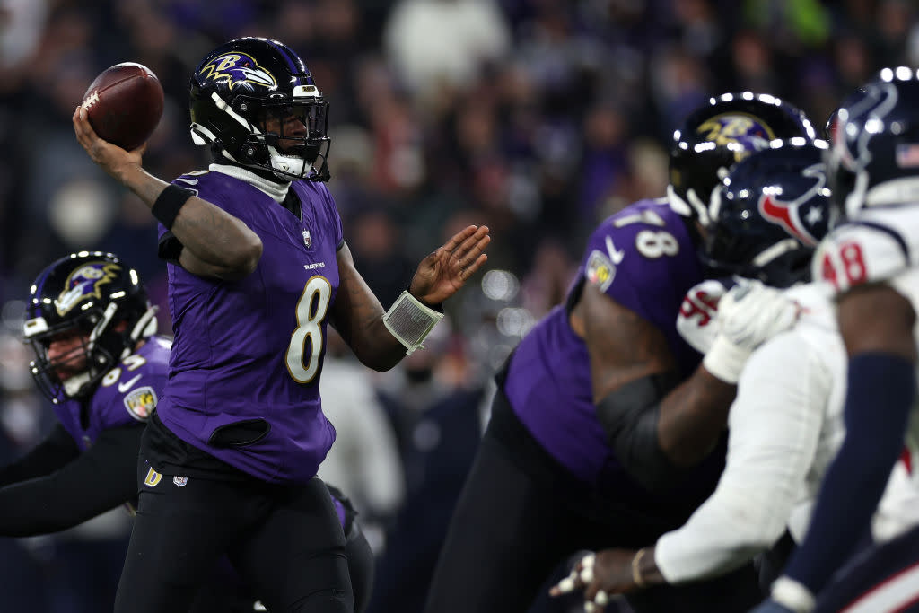  Baltimore Ravens quarterback Lamar Jackson vs. the Houston Texans in a 2024 AFC divisional playoff game. . 