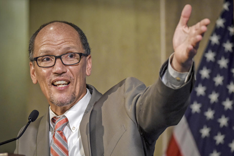 Labor Secretary Tom Perez addresses a women’s summit at the Department of Labor in Washington, June, 15, 2016.<br>(Photo: Bill O’Leary/The Washington Post via Getty Images)